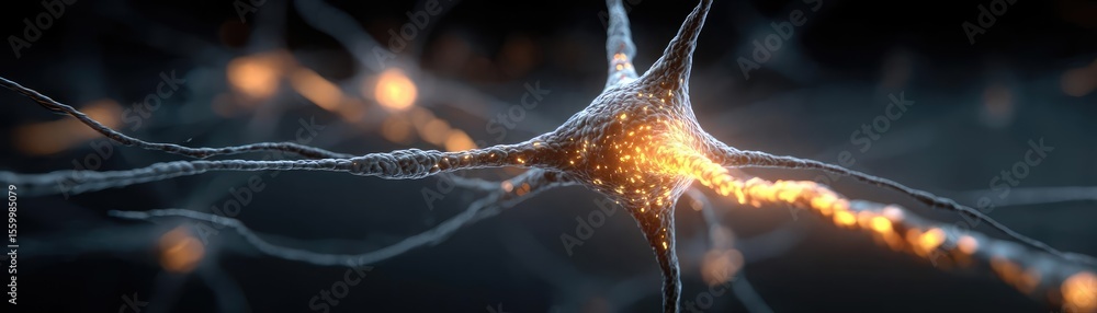 Aufkleber Neuro logic for adaptive neuron and biological concept. Intricate close-up of a neuron transmitting signals in the brain.