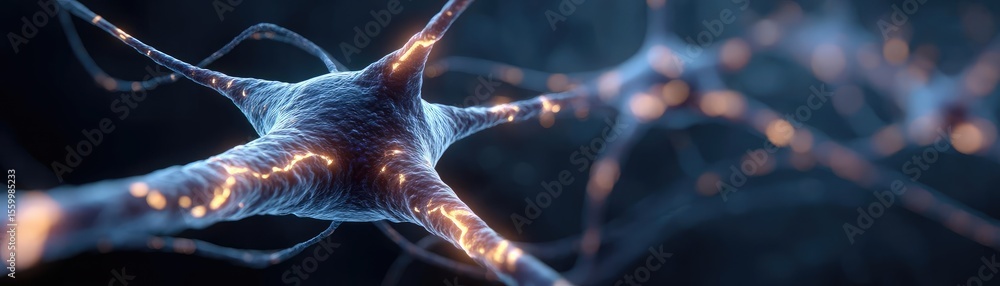 Aufkleber Neuro logic for adaptive neuron and biological concept. Close-up view of neurons showcasing intricate connections.