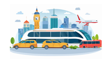 Set of Car and Airplane Silhouette Vector Logos — Modern Transport Icons Featuring Jet, Sports Car, Motorcycle, and Truck for Automotive and Aviation Branding

