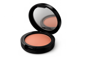 Peach blush palette with mirror open on transparent background