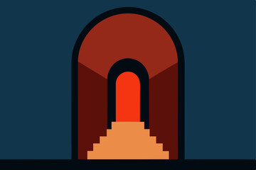 medieval archway deep depth field view