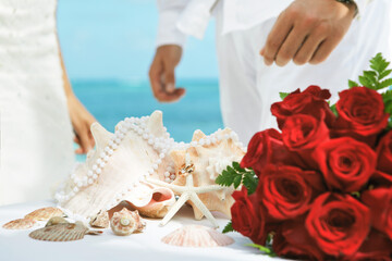 Beach Wedding Ceremony with Marine-Themed Decorations