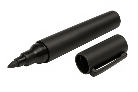 Black permanent marker with cap and transparent background