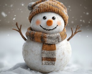 Cute snowman in winter scene (1)