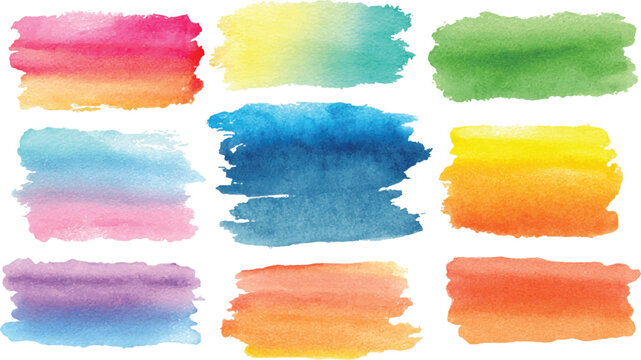 Set of watercolor circles brash multicolored. watercolor abstract watercolor brush strokes hyper realistic highly detailed isolated on transparent background