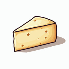 Cartoon Style Illustration of a Wedge of Swiss Cheese with Holes and Shadow