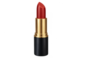 Red lipstick standing on transparent background, beauty and makeup product