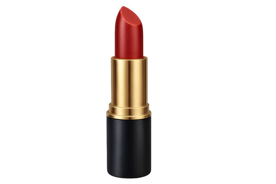 Red lipstick standing on transparent background, beauty and makeup product