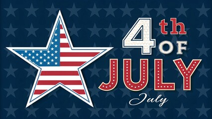 Obraz premium Patriotic 4th of July Design with American Flag Star and Festive Typography