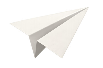 White paper airplane flying on transparent background