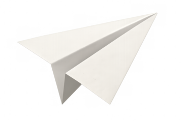 White paper airplane flying on transparent background