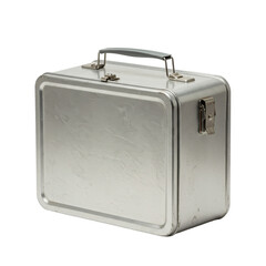 Vintage metal lunchbox with handle and metal latch  