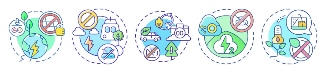 Environmental Issues and Sustainable Practices Visual Icons for Promoting Green Earth