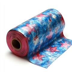 Rolled fabric with stars, tie-dye print in patriotic colors