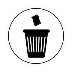 Trash bin icon vector silhouette isolated on white background