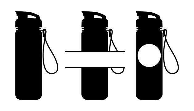 Bike sports water bottle silhouette stencil template with copy space and split monogram for personalized