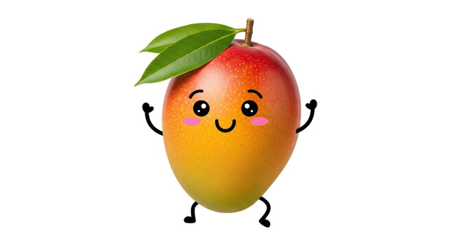 Isolated Cartoon Mango Fruit with Face