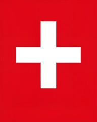 Obraz premium Swiss National Flag with White Cross on Red Background – Minimalist Symbol of Switzerland
