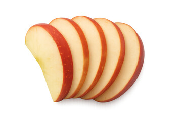 Sliced red apple on transparent background showing core and seeds