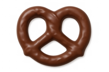 Chocolate-covered pretzel isolated on transparent background: delicious sweet treat