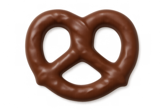 Chocolate-covered pretzel isolated on transparent background: delicious sweet treat