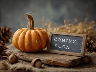 Fall Announcement. Maternity Baby Announcement on Autumn Background