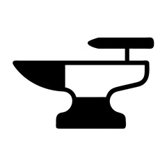 Blacksmith Anvil and Hammer Glyph Icon Heavy Duty Forging Tool Vector