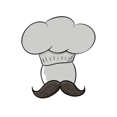 Cartoon Chef Hat and Handlebar Moustache Hand-Drawn Cooking Vector