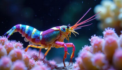 Vibrant shrimp coral reefs: colorful marine life