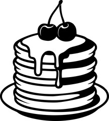 pancakes with cherries vector illustration