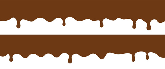 Set of border of liquid melted chocolate, cocoa cream vector illustration