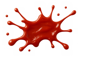 Red paint splashing with transparent background