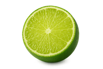 Fresh lime cut in half showing juicy interior on transparent background