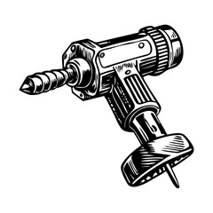 A vintage style illustration showing hand drill