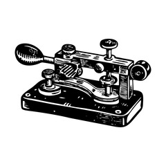 A vintage style illustration showing morse key © Prosymbols