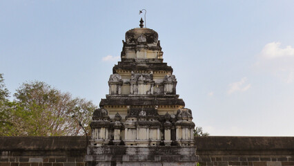 Top of a carved canopy in the premises of Arunachalesvara Temple, Thiruvannamalai, Tamil Nadu, India