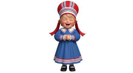 Isolated Girl in Traditional Sami Costume