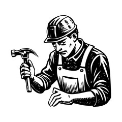 A vintage style illustration showing worker