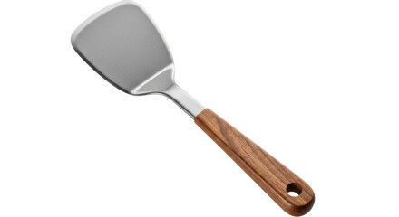 Isolated Metal Spatula with Wooden Handle