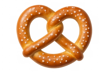 Soft pretzel with salt crystals on transparent background