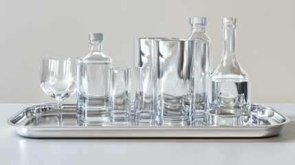 Clear glass objects on tray