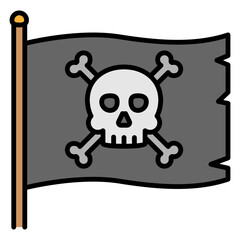 Pirate Flag with Skull and Crossbones Waving