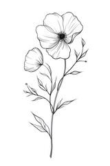 Obraz premium Line art hande with flower drawing sketch plant.