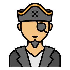 Cartoon Pirate with Eye Patch and Hat