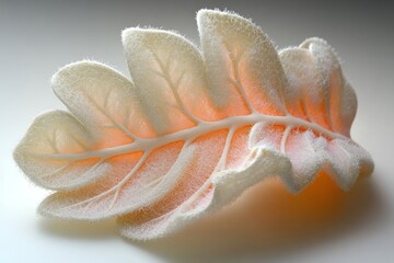 Detailed 3D rendered leaf, intricate veins, delicate texture