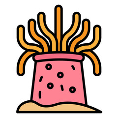 Sea Anemone Graphic with Pink Body and Yellow Tentacles
