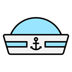 Nautical Sailor Hat Icon with Anchor Symbol