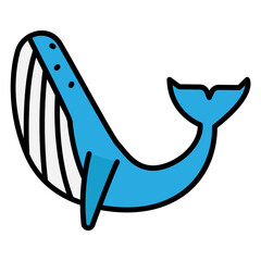Blue Whale Icon: Cartoon Underwater Mammal