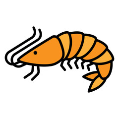 Vector Graphic of a Shrimp on a White Background