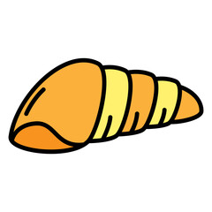Seashell Icon: Filled Illustration of Spiral Conch Shell	